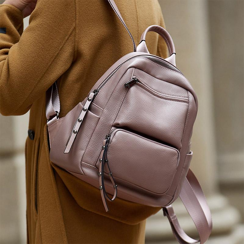 

Аутентичный кожаный рюкзак для женщин, простая и большая дорожная сумка, дизайнерская сумка из натуральной кожи