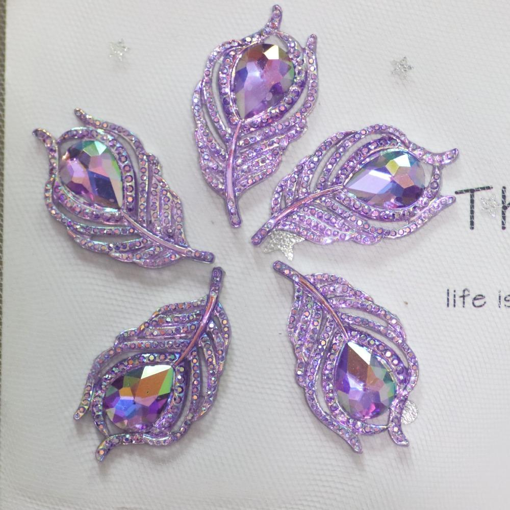 20PCS DIY Crafts 3D Peacock Feathers Solid Color Hand Sewing Gem New Flat Back Rhinestone  Scrapbook
