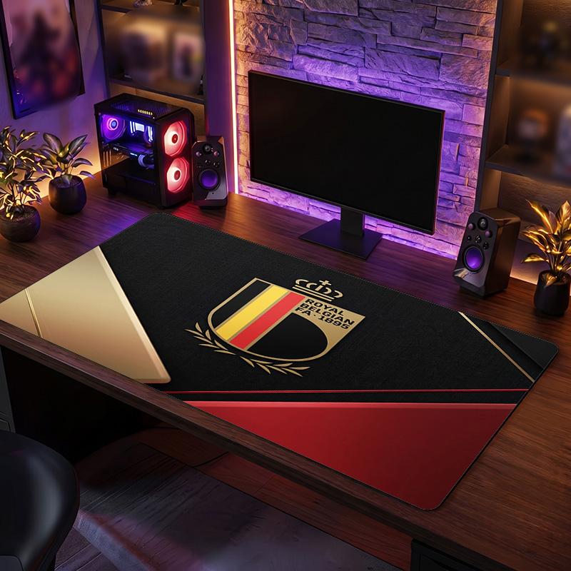 Belgium Football Crest Mouse Pad, Extended Non Slip Rubber Desk Mat for Gaming Office Laptop Fan Gift