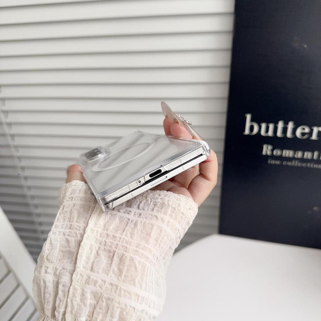 Frosted Ice Mist Magnetic Phone Case for Samsung Z Fold7/Z Fold6 - Transparent, Dual Mid-Axis Protection