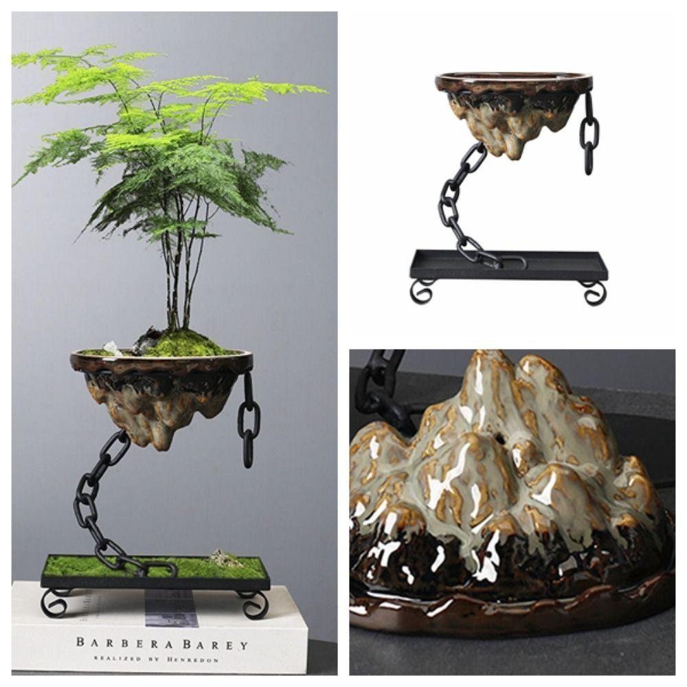 Basin Modern Bonsai Pot Hanging Iron Succulent Planter Pot Corrosion Resistance Fashion Rockery Ornament Office