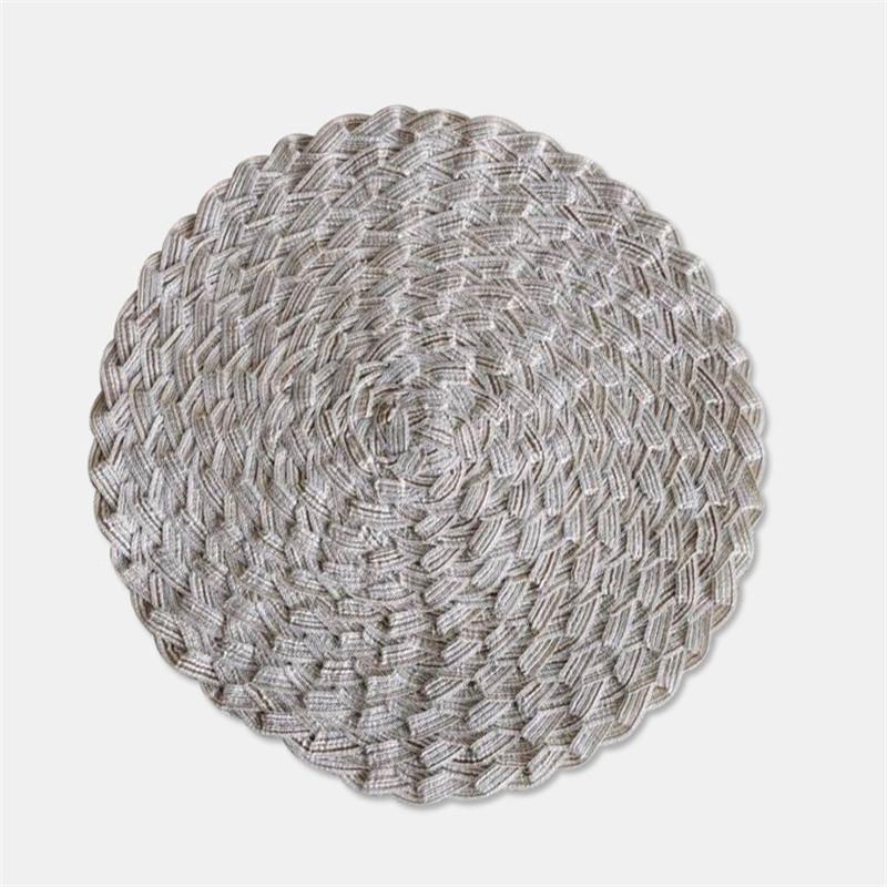 

15 дюймов скандинавские тройные плетеные коврики из хлопчатобумажной пряжи для еды, коврики для еды для дома и отелей, изоляционный коврик для посуды, аксессуары для украшения обеденного стола