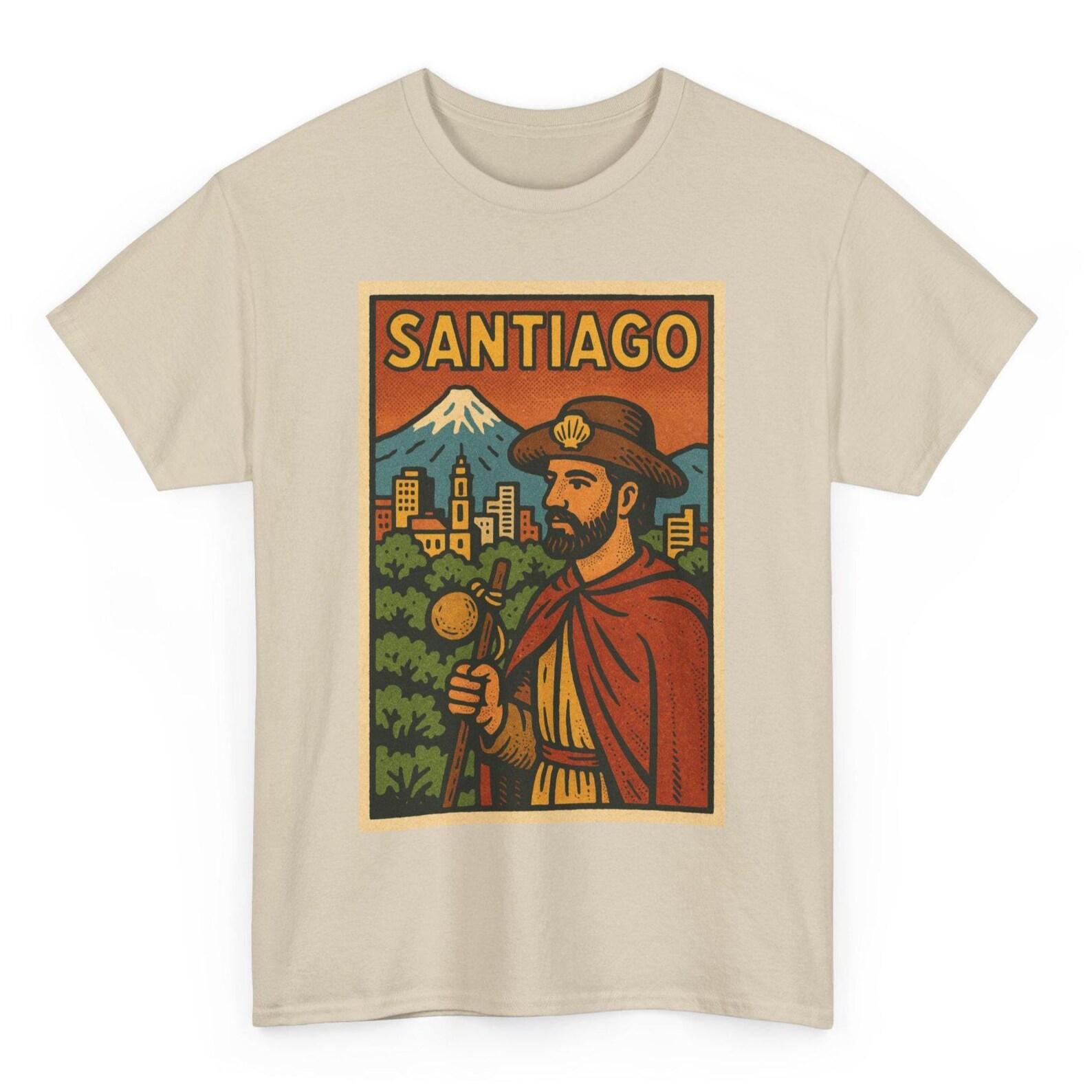 Santiago Chile T-Shirt: Retro Comic Style Andes Graphic Tee 4XL
