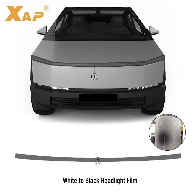 Tesla Cybertruck Scratch-Resistant Self-Healing Headlight Film (White to Black TPU)