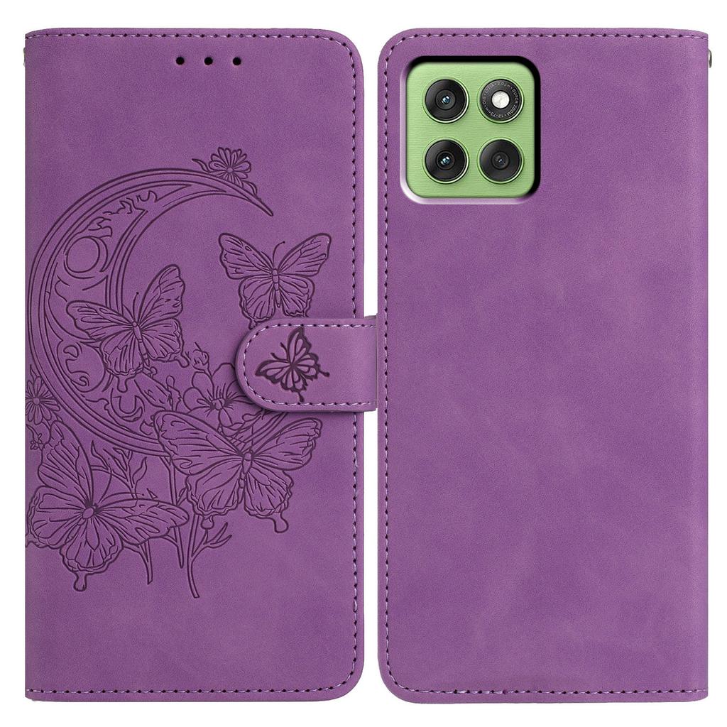 For Motorola Edge 60 5G Case Butterfly Flower Imprinted PU Leather Wallet Stand Phone Cover