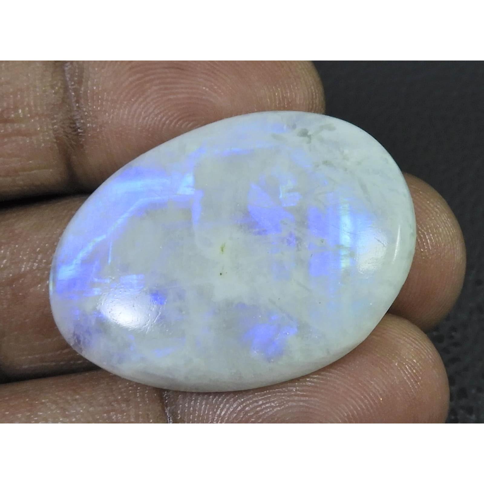 26X36X06 MM Natural Rainbow Moonstone Oval Cabochon Loose Gemstone 56Cts. C-1617