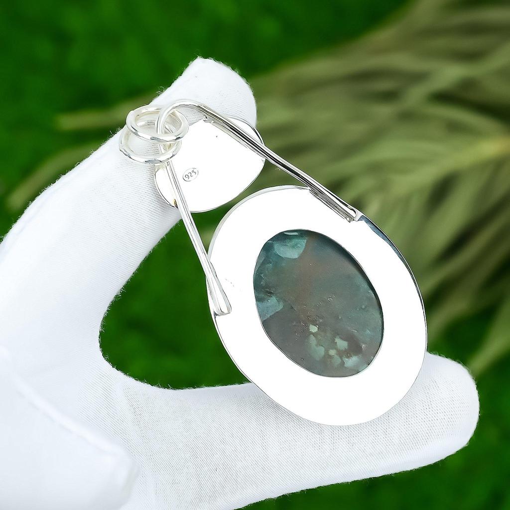 Natural Tibetan Turquoise Gemstone Pendant 925 Sterling Silver Indian Jewelry