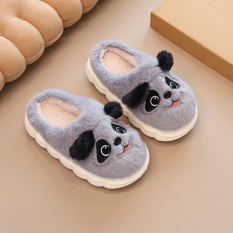 New Winter Cute Big eyed Rabbit Children's Waterproof Warm Non-slip Fluffy Slippers For Girls Boys Kids Indoor Home Cotton Shoes