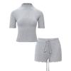 Modal! 2026 summer European and American cross-border women's clothing slim-fitting semi-turtleneck stand-up collar short-sleeved T-shirt shorts suit 