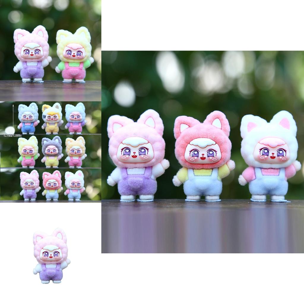 9pcs Cute Fox Headwear Overalls Girl Model Ornament Set For Kids And Collectors