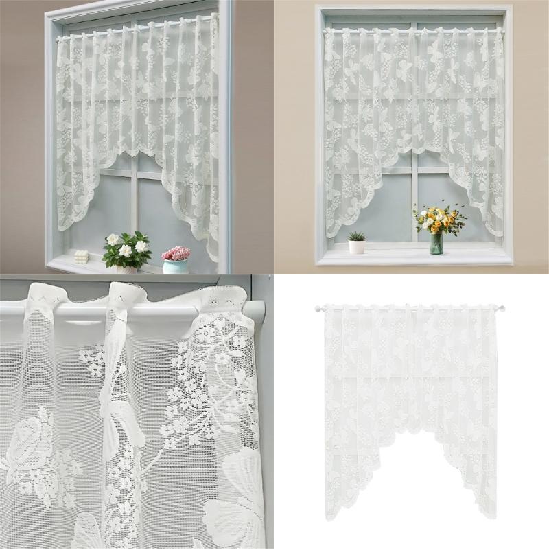 Translucents Laces Short Valance with Florals and Butterfly Design for Bedroom Living Room Dining Room Window