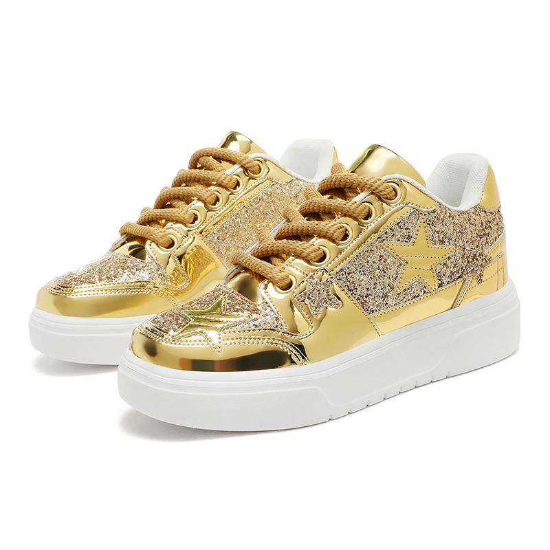 Fashion Fashion Glitter Gold Sneakers Unisex Star Platform Designer Luxury Shoes Men Women Casual Street Hip Hop Men's Skateboard Shoes