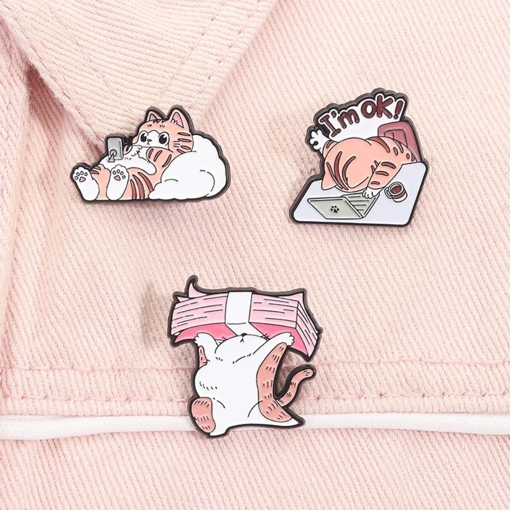 Accessories Work Cat Enamel Pin Adorable Cat Lapel Pins Badge Fashion Cartoon Cat Pins  Office