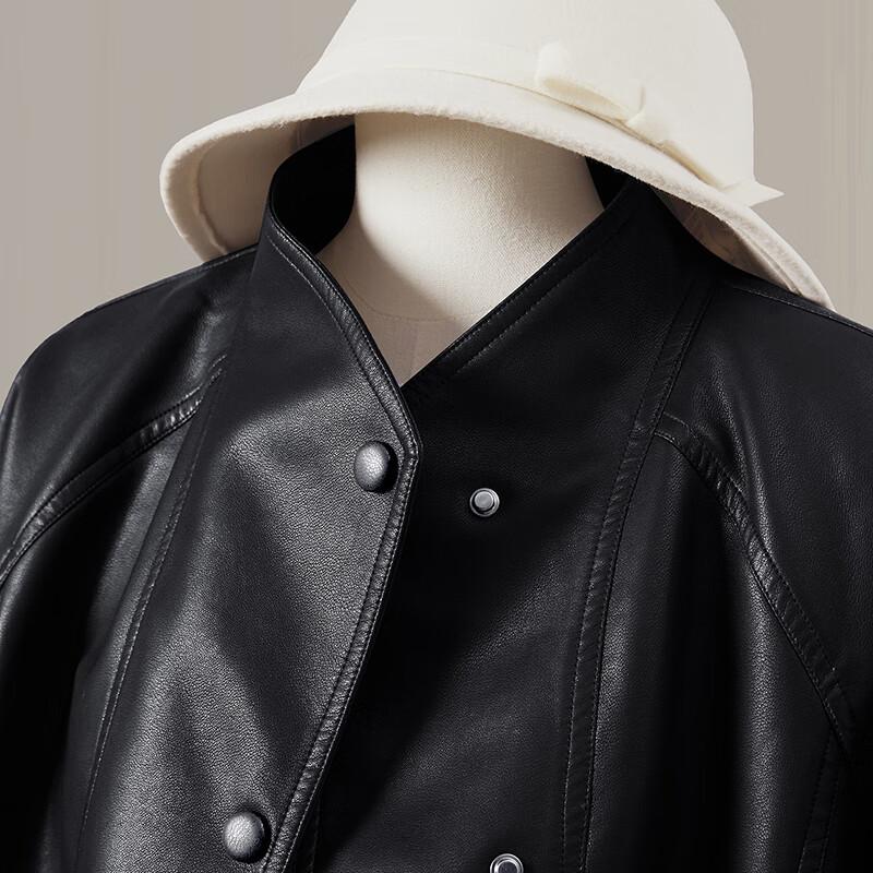 Women's Retro PU Leather Stand Collar Biker Jacket