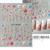 Nail Art Stickers Embossed 5D Small Flower Bronzing Valentine's Day Flowers Love English Adhesive Nail Stickers