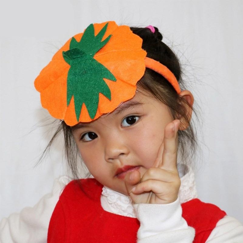2Pcs Halloween Pumpkin Dress up Kits Includes Pumpkin Hairband Skirt