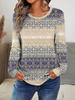 Camiseta de Mujer 3D Estampado Étnico Retro Moda Manga Larga Cuello Redondo Regular Top Vacaciones Fin de Semana Primavera Otoño