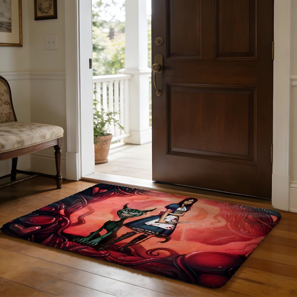 AAlice MMadness Returns Art Floor Mat Soft Flannel Absorbent Mat Non-Slip Rug Home Bedroom Bathroom