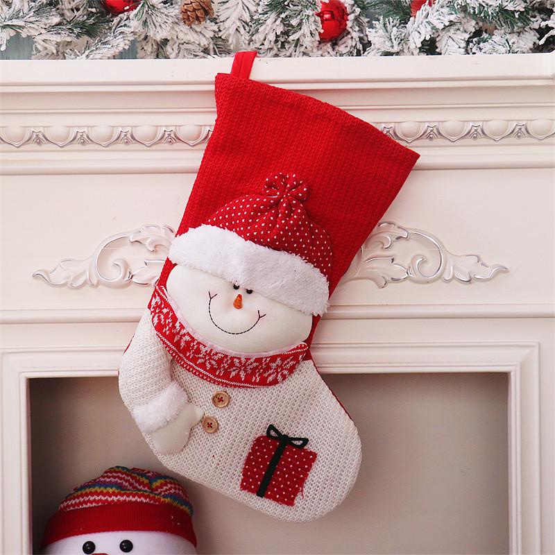 Knitted Red & White Christmas Stocking Gift Bag for Kids