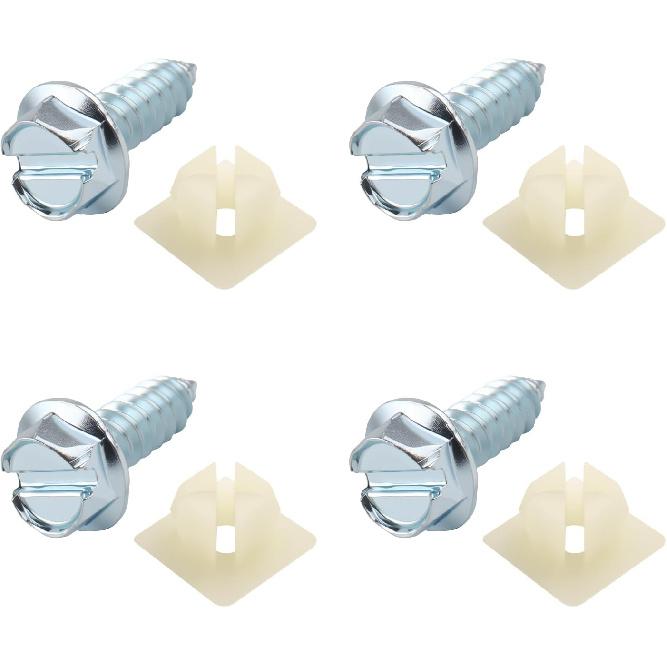 4PCS Car License Plate Screws Set with Nylon Inserts,Heavy Duty Front & Rear License Plate Bolts for Securing Number Plates,Anti-Rust Car Plates