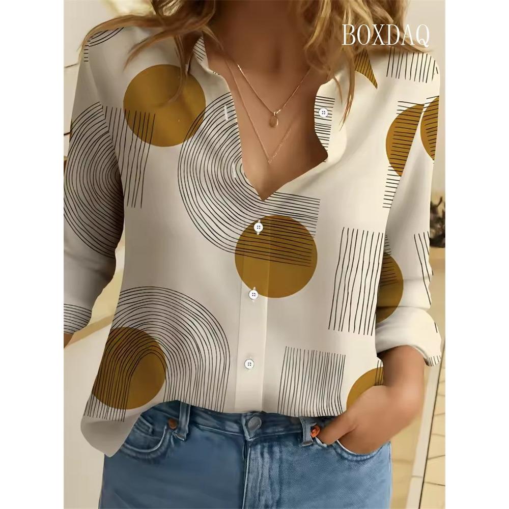 Women's Tie Dye Print Blouse Spring Autumn Fashion Graffiti Lapel Button Down Shirt Casual Long Sleeve Shirt Cardigan Top Ladies