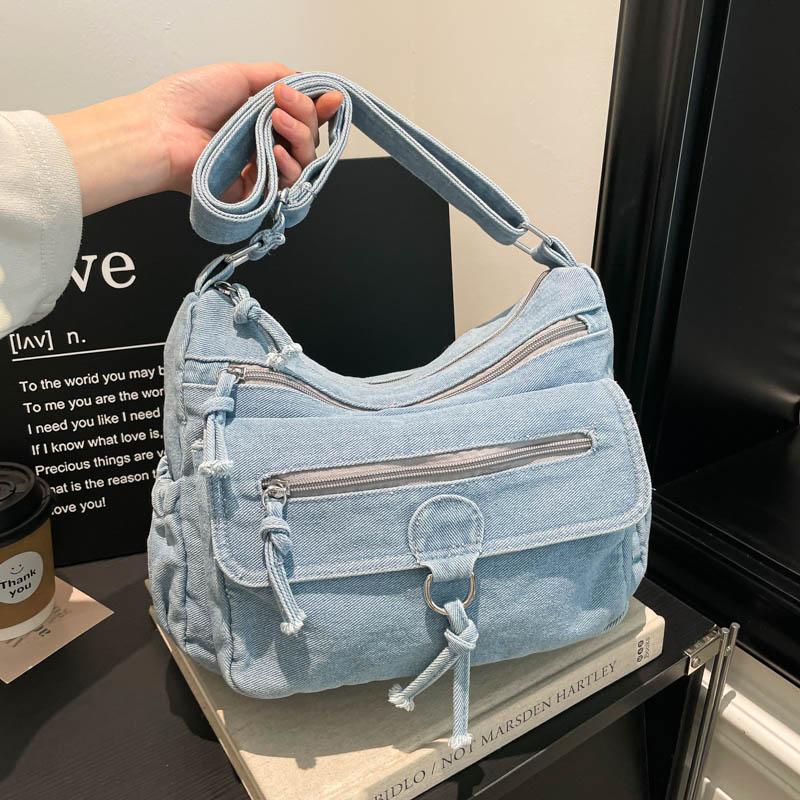 Women's Denim Large Capacity Shoulder Bag Denim Tote Bags Adjustable Long Strap Crossbody bags Fashion Travel Handbags