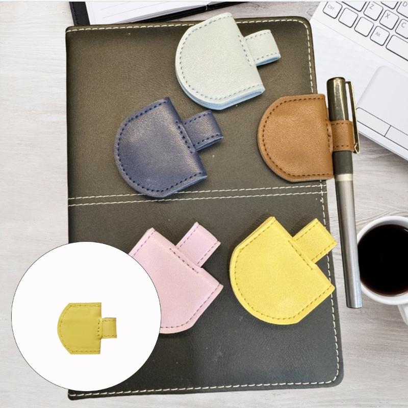 Magnetic Bookmarks PU Leather Bookmarks Reading Bookmarks with Pen Holder Aesthetic Page Marker for Reading