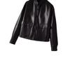 Leather Leather Jacket Women's Sheepskin Jacket Short Square Neck Loose Casual Motorcycle Leather Jacket