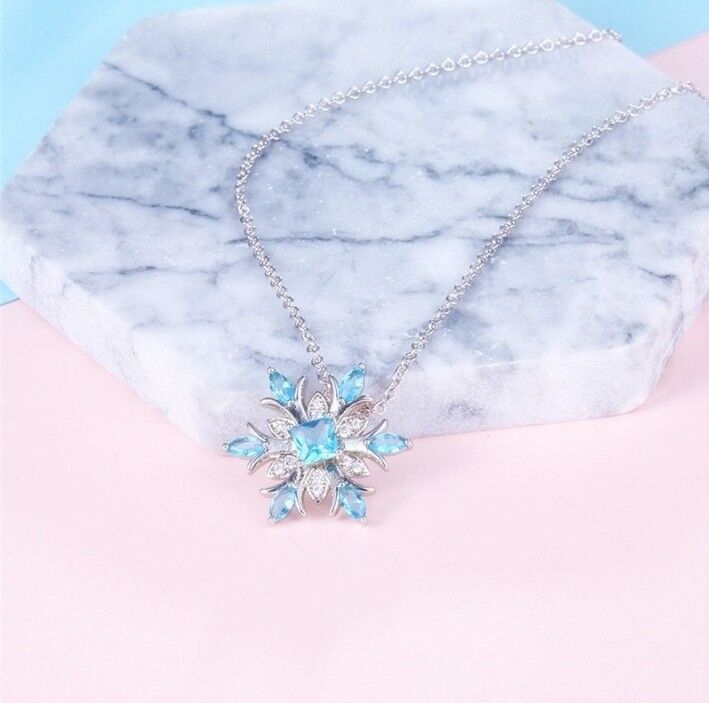 2018 Water Blue Snowflake Necklace, Exquisite Necklace Women