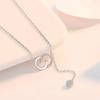 Interlocked Double C with Cluster Cubic Zirconia Y Drop Pendant Minimalist Women Clavicle Necklace