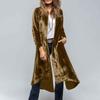 Women's Fashion Solid Color Long Sleeved Cardigan Retro Slit Loose Windbreaker Jacket