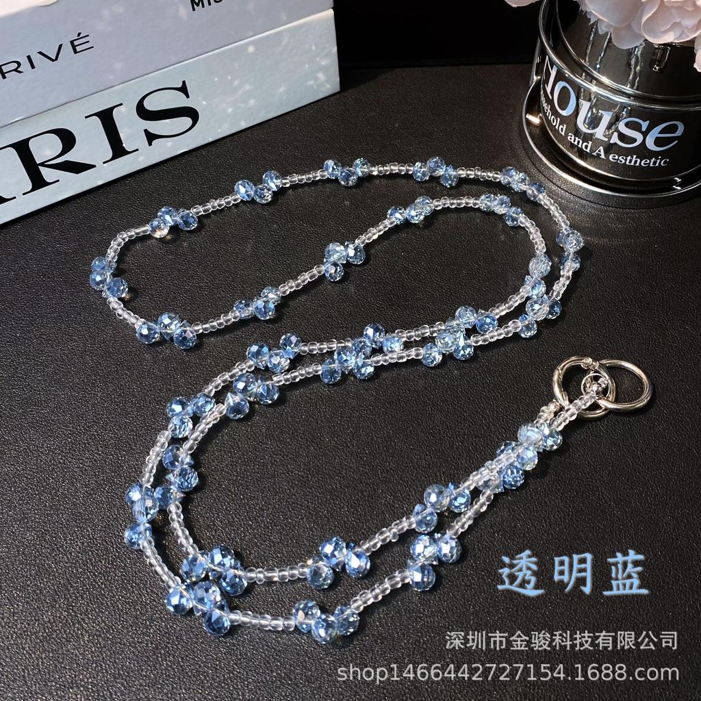 Phone Chain Crossbody Crystal Beads Long Chain Can Be Carried on Back Simple Shoulder Handmade Chain Ins Water Drop Beads Bag Hanging