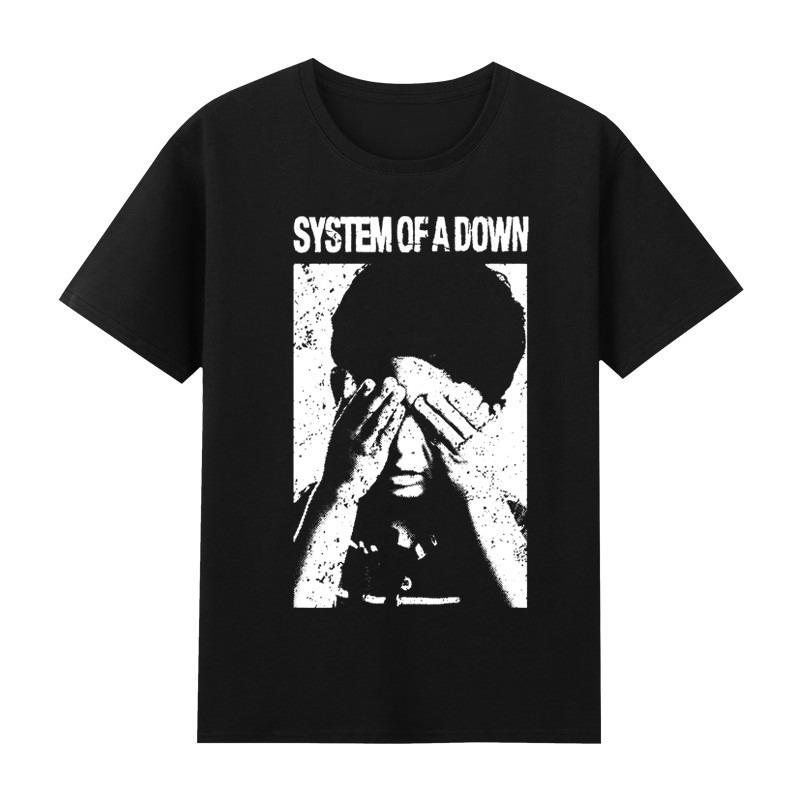 

Summer Mens Clothing Rock Pure Cotton Roundneck Shortsleeved Music Rock Band System of A Down Collapse of The System 4XL