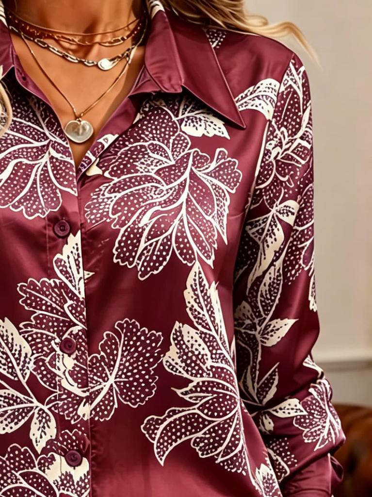 Fashionable women's printed shirt, with an elegant style and long-sleeved design. Suitable for daily wear as well as for dates.