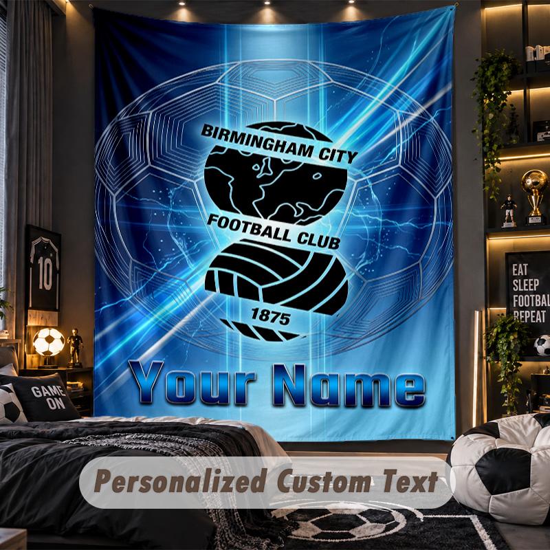 TapestryBIRMINGHAM CITY Football Custom Name Text Personalized Wall Hanging Tapestry Home Wall Decor
