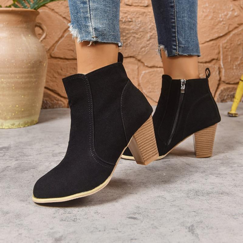 Fall/Winter 2025 British Block Heel Booties Women High Heel High Heel Women Single Boots