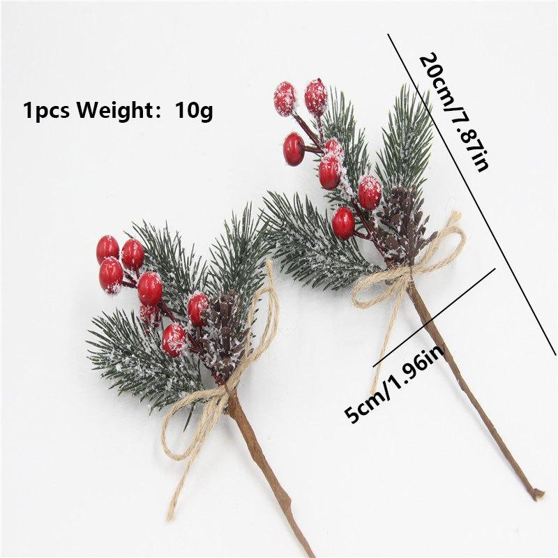 Snowflake Series Bell Beads Bouquet: Christmas Red Bean & Pine Decoration