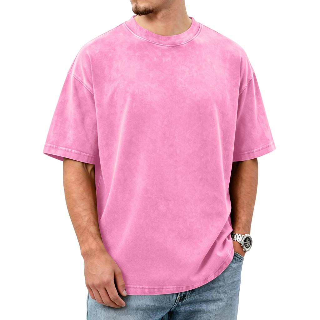 Herren Washed Distressed Baumwolle Rundhals Kurzarm T-Shirt | Lässige Vintage T-Shirts Für Den Täglichen Gebrauch