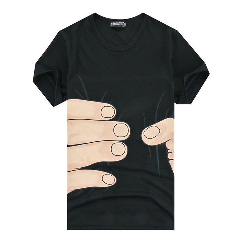 New Men's Fashion 3d Printed T-shirt With Funny Big Hand Short Sleeve Tee**