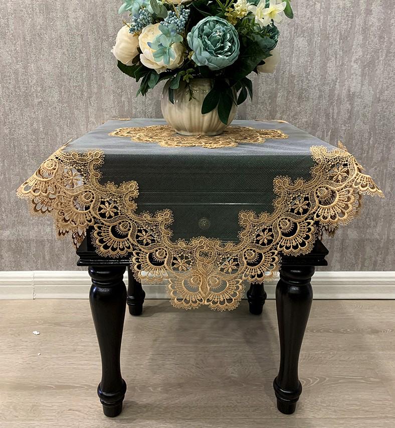 Lace Bedside Tablecloth & Dust Cover – American & Chinese Style for Coffee Tables, Corners, Washers, and Refrigerators.