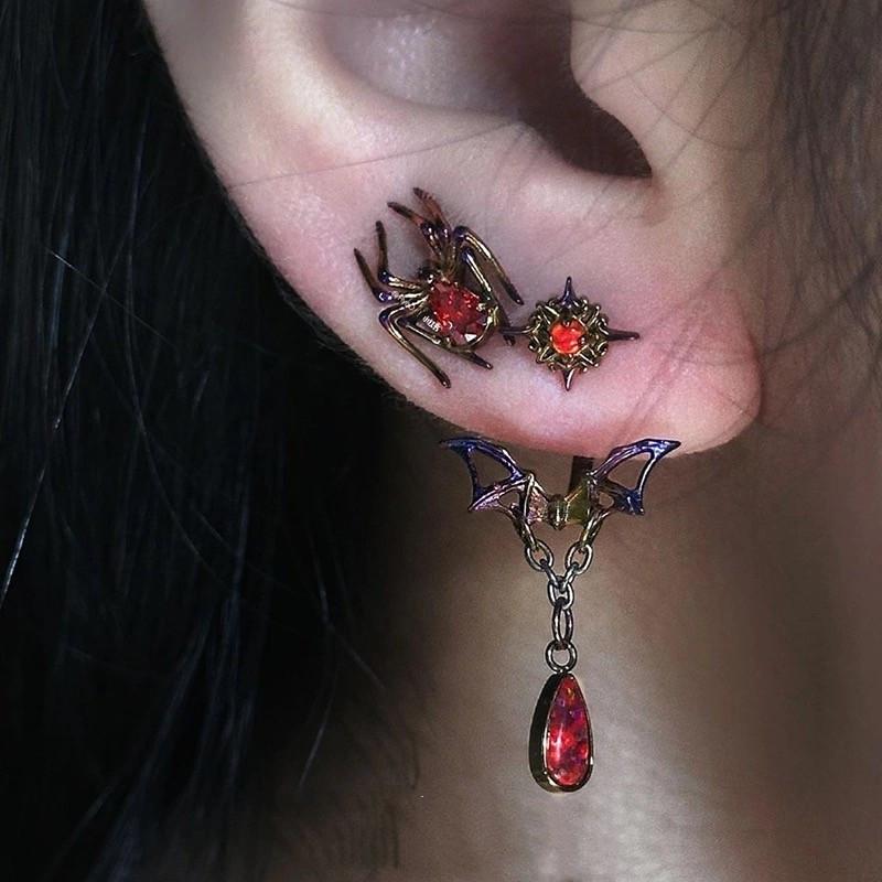 

Серьги в стиле ретро-панк-готика из сплава с драконом, завернутые в клипсу, преувеличенные серьги в виде дракона красный
