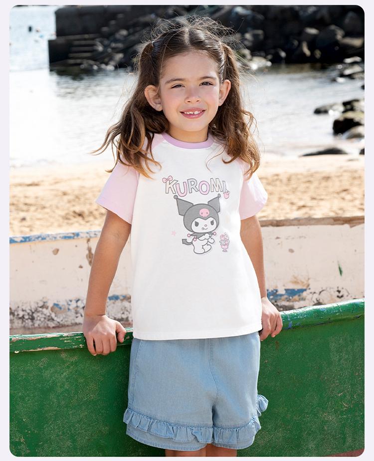 Kulomi David Bella Girls' Short-sleeved T-shirt Summer Children's Pure Cotton Antibacterial Top