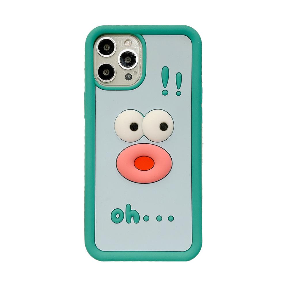 

Чехол для телефона с рисунком Cute OH Doodle Expression, совместимый для iPhone 14 13 12 Pro Max 11 X XS XR X Max, стереоскопический силиконовый защитный чехол iPhone X зелёный