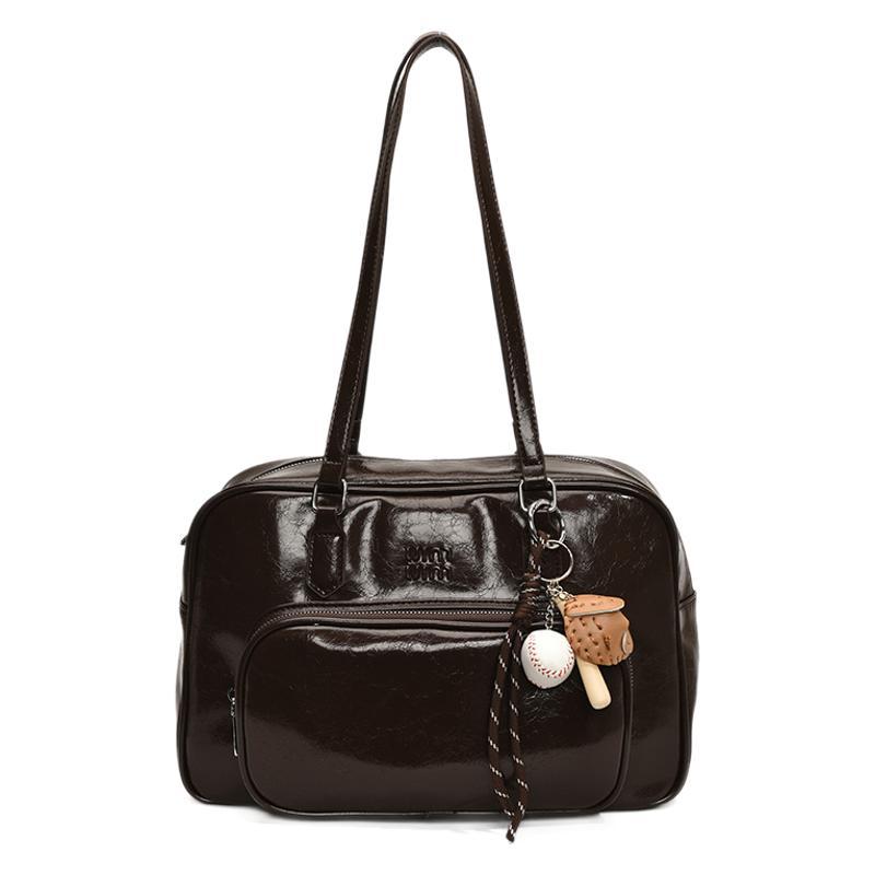 Fashion Tote Bag 2025 New Multi-pocket Bowling Bag Versatile Maillard Portable Shoulder Messenger Bag