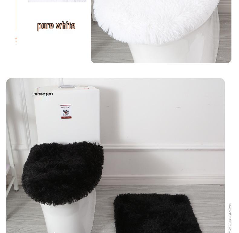 Zestaw mat łazienkowych antypoślizgowych w stylu skandynawskim - Mata podłogowa z PVC z wełny jedwabnej, Toaleta, Wanna, 3-częściowy.