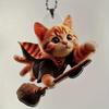 2d Cute Stylish Cat Acrylic Material Car Hanging Decoration Fun Accessory Backpack