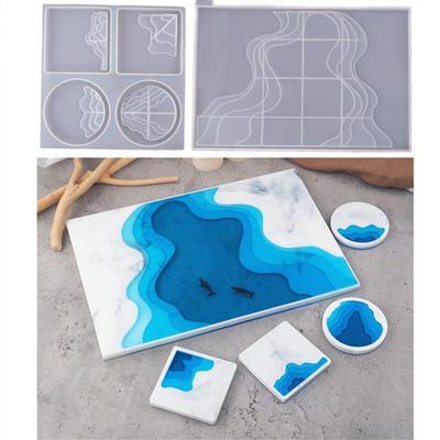 DIY Epoxy Resin Crystal Dripping Irregular Tray Ocean Terrace Landscape Coaster Mirror Silicone Mold