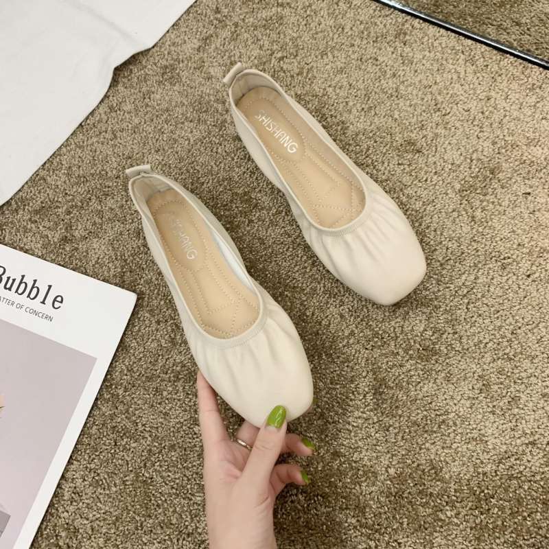 Francuskie buty na pojedynczej podeszwie średni obcas płaskie buty 2025 elastyczne buty babci średni obcas wiosenna moda wszechstronne miękkie skórzane buty dopamina