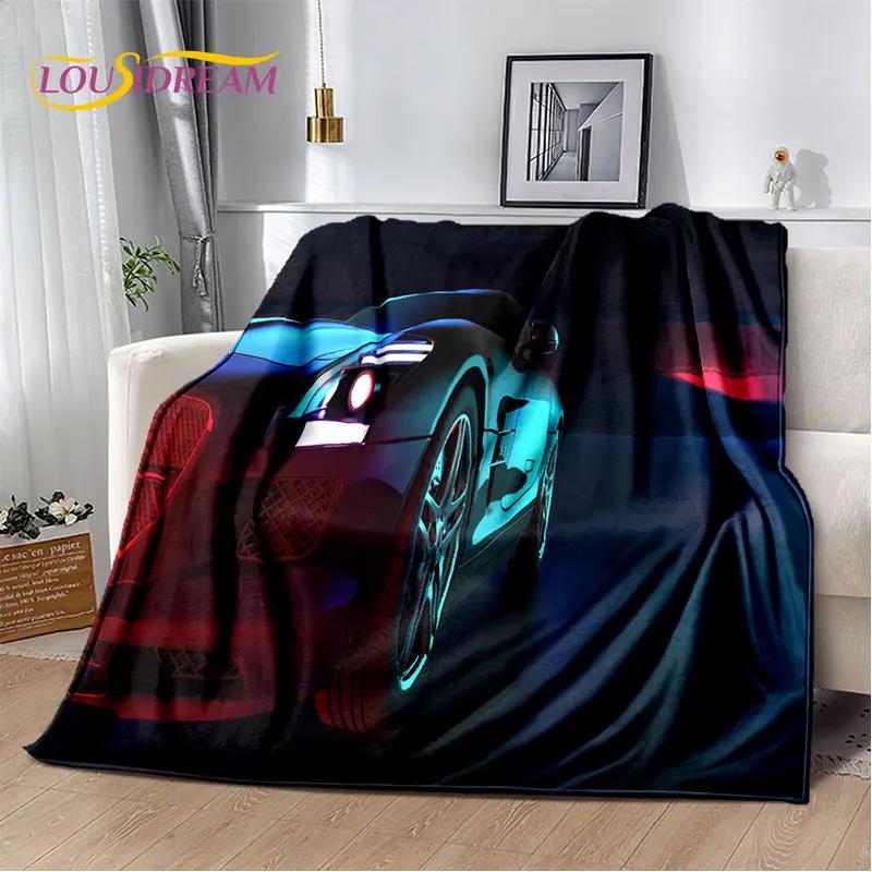Samochód sportowy Concept Car miękki pluszowy koc, flanelowy koc rzut koc do salonu sypialnia kanapa z funkcją spania narzuta na piknik Bettdecke