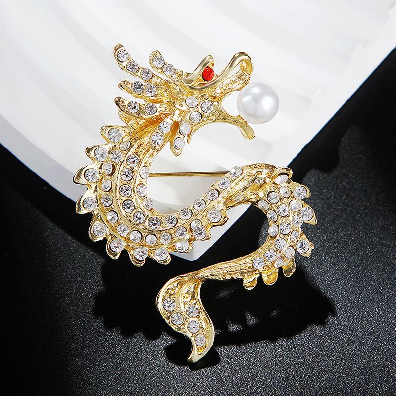 

Creative Personality Chinese Dragon Zodiac Brooch Pin Badge For Women Man Suit Decoration Clothes Jewelry Gift